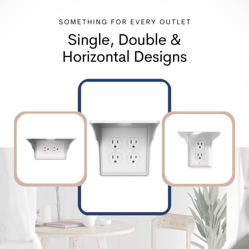 Storage Theory Power Perch Double Wall Outlet Shelf 2 Pcs White - Home Wall Shelf Organizer For Bathroom, Kitchen, Bedrooms - Cord Management And Easy Installation #TOP4