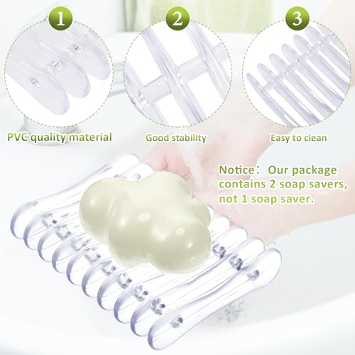 image for CHENGU 2 Pieces Plastic Bar Soap Holder Soap Tray Soap Saver Bar Dish 