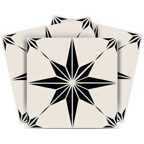 Tile Stickers by Mi Alma 24 pcs Talavera Wall Stencils Wall Stickers Peel and Stick Easy Application – Ideal for Bathroom, Kitchen Wall Tile Decals (Star Tile 1, 4x4 Inch) Cover