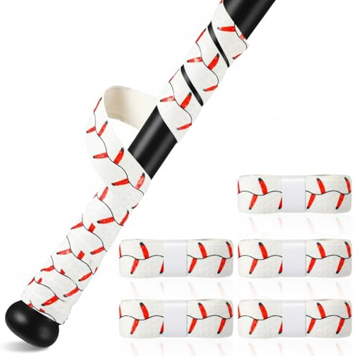 Soulchen 5 Packs Professional Bat Grip Tape for Baseball Softball 1.5mm 39.37" PU Precut Full Adhesive Non-Slip Bat Wrap for Golf Tennis Hockey, Grip Soft Feel & Pro-Level Control(Baseball)