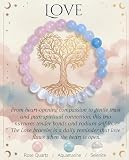 Bivei Love Bracelet, Strength Crystal Healing Bracelet 8MM with Rose Quartz & Aquamarine & Selenite - Spiritual Stretch Beaded Jewelry for Women Men Gift