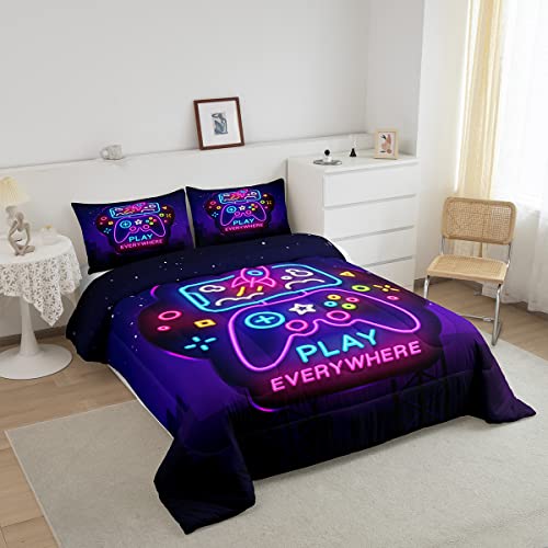 Conjuntos de cama para jogos Twin Purple Gamepad conjunto de edredom para crianças meninos meninas m