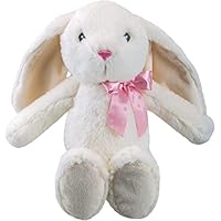 PMS VFM e-Store Cream Rabbit Teddy 23cm - Pippin Bunny Plush Soft Toy With Pink Ribbon Bow - Cuddly Toy Sitting Bunny for New Baby Gifts