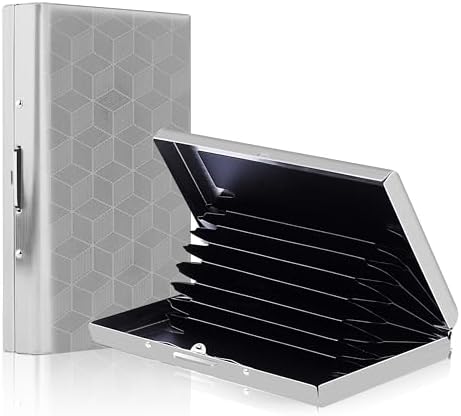 Storite 8 Slots RFID Metal Card Holder Wallet, Silver