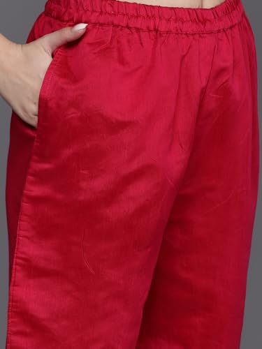 Image of INDO ERA A-Line Embroidered Chanderi Silk Kurta With Pant & Dupatta Set For Women