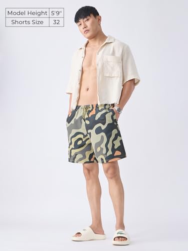 Image of The Souled Store Swin Shorts: Men and Boys Drawstring Waist Polyester Regular Fit Quick-Dry Lightweight Swim Shorts