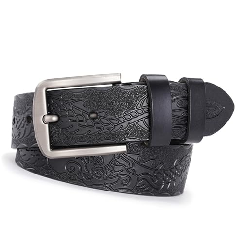 Neutral Embossed Belts Floral Animals Engraved Leather Adjustable Prong Buckle Handmade Fashion Leisure Belt3