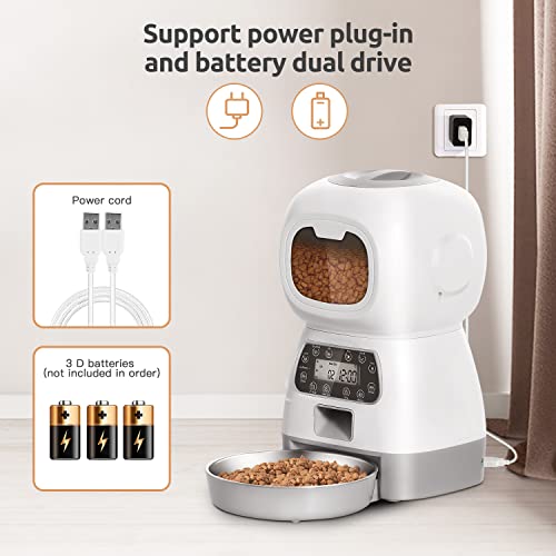 KutoraWorks Automatic Cat Feeder, Dog Food Dispenser with Rotary Lock Lid, Visual Window, Memory Function, Voice… - Image 6