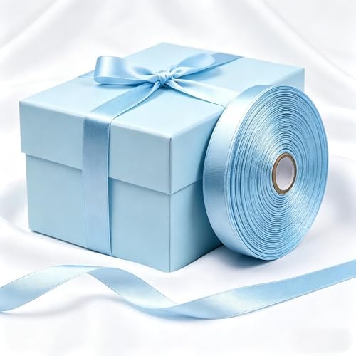 SJRIRG 1/2 Inch Baby Blue Satin Ribbon 50 Yards Single Face Polyester — view 6
