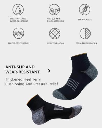 Ankle Socks Running Athletic Socks for Mens Cotton Cushioned Sport Socks 5 Pairs 7-134