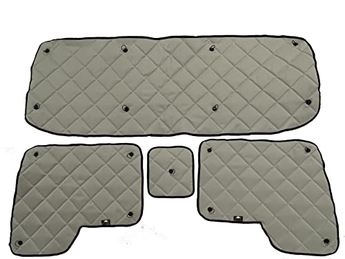 Insulated Blackout Window Covers in Grey Color by ZenEclipse® Fits Kenworth T600/T660/T800/W900 with Newer Style Daylight Doors (1125D Series) Set of 4