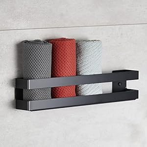 Lolypot Handdoekenrek 304 Rvs Zwart, Handdoekenrek Boren Wandmontage, Badkamer Planken Wandplank 40 cm voor Badkamer