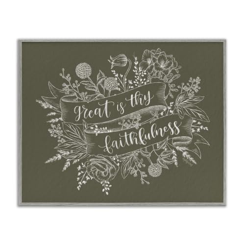 Great Is Thy Faithfulness Botanical, 11 x 14 Inch Framed Giclée Print