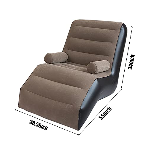 Plko Inflatable Chaise With Household Air Pump，Lounger Sofa For Indoor Living Room Bedroom, Outdoor Travel Camping Picnic,Brown #TOP1