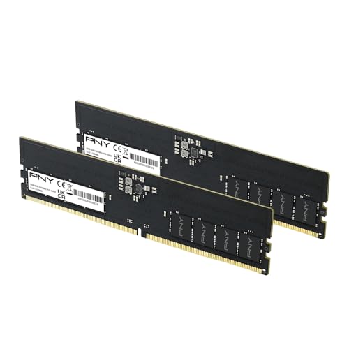 PNY Performance 32GB (2x16GB) DDR5 RAM 5600MHz (PC5-44800) - CL46, 1.1V - Compatible with 5200MHz, 4800MHz - Desktop Memory Kit - MD32GK2D5560046-TB - Not Compatible with Intel 15th Gen