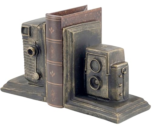 Bellaa Camera Bookends, Set, Vintage, Decorative Book Ends, Retro 25709