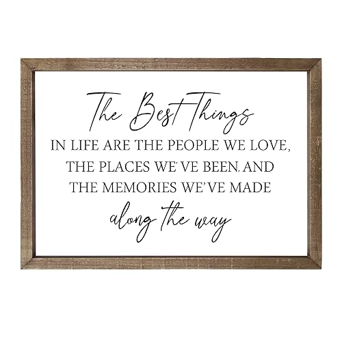 Comurdyo The Best Things in Life Sign 15711 Framed Wood Memories Inspirational Quotes Wall Decor Vintage Farmhouse Wedding Gifts Sign Wall Art for family Home Bedroom Wood White