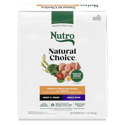 Nutro Natural Choice Small Bites Dry Dog Food, Adult Dog Food Dry Chicken and Brown Rice Recipe, 13 lbs.