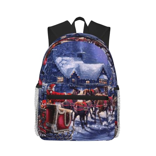 Sac à dos classique de voyage basique imperméable imprimé Noël pour ordinateur et travail