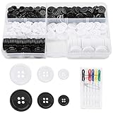➤3 VERSCHIEDENE GRÖSSEN: Das Harz Knopf Set bietet 3 verschiedene Größen: 10mm/15mm/20mm schwarze Knöpfe. Darüber hinaus wird eine Nadel Kit mitgeliefert (Nadel und Faden sind bereits Gut abgestimmt). Tragbare Nähzubehörteile, für Familien Reise Schnellen Reparieren Kleidungsstücken.