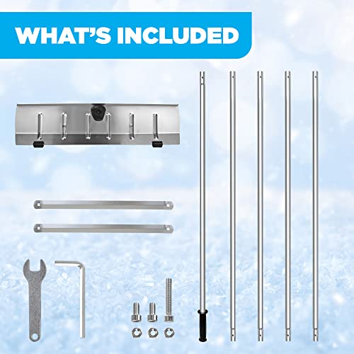 Quickway Imports Snow Rake Shovel | Aluminum Snow & Leaf Removal Tool & Pusher Scraper For House Roof & Car With 24” Rolling Blade, Lightweight 5-21’ Telescoping Extendable Handle & Nonslip Grip #TOP3