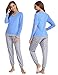 Abollria Pijama Mujer Algodón 2 Piezas Set V-Cuello Conjunto de Pijamas de...