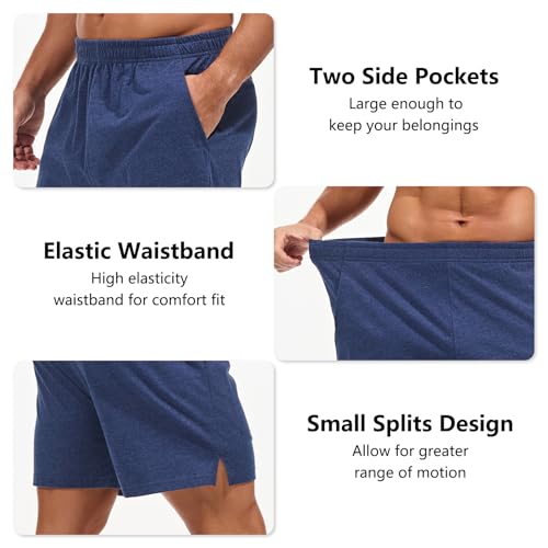 Image of AMY COULEE Mens Lounge Shorts 4 inch Pajama Lightweight Cotton Sleep Bottoms with Pockets