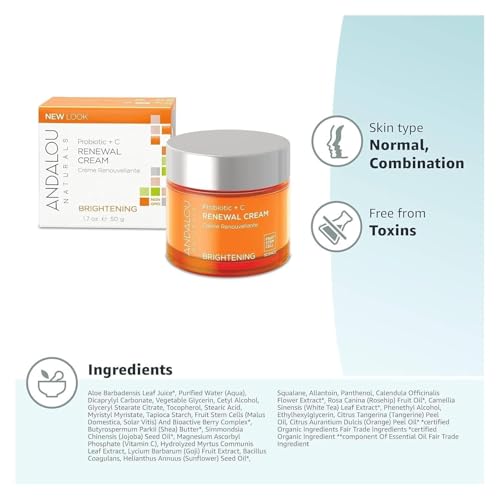 Andalou Naturals Probiotic + C Renewal Cream, Probiotic Plus C, Complexion Enhancing Face Moisturizer, Helps Promote Firmer Skin & More Even Skin Tone, Lightweight Hydrating Facial Moisturizer, 1.7 Oz - Image 7