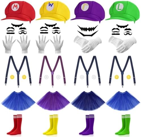 VZZNN 4Pcs Super Bros Style Costume Accessories Set - Color Chara...