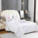 Colcha Boutí Bordada Cama 135 (235x270) para Verano y Entretiempo - 100% Microfibra Suave – Cubrecama Moderno Multiusos Ligero y Transpirable - Incluye 4 Fundas Cojín (2*60x60 + 2*30x50) (Hanoi)
