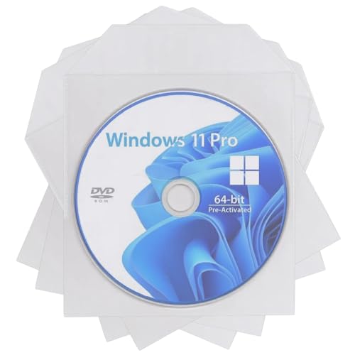 Body-Plus 100PCS Clear Plastic CD sleeves Blu-ray Covers – 100 Micron CD Plastic Sleeves - Transparent DVD Sleeves Wallet Envelopes for Disc Protection & Easy Storage