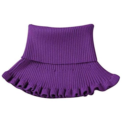 Women Knitted Turtleneck Ribbed False Collar Detachable Winter Warm Windproof Ruffles Color Fake Collar Scarf Wrap Cover