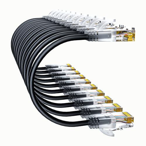 10Gsupxsel Cat6a Patch Cables 0.5ft (10 Pack) Slim, Cat6 Ethernet Patch Cable Pure Copper, Flexible Cat 6 Patch Cable 550MHZ 10G, Space-Saving Cat 6A Network Cables for Patch Panel, Black