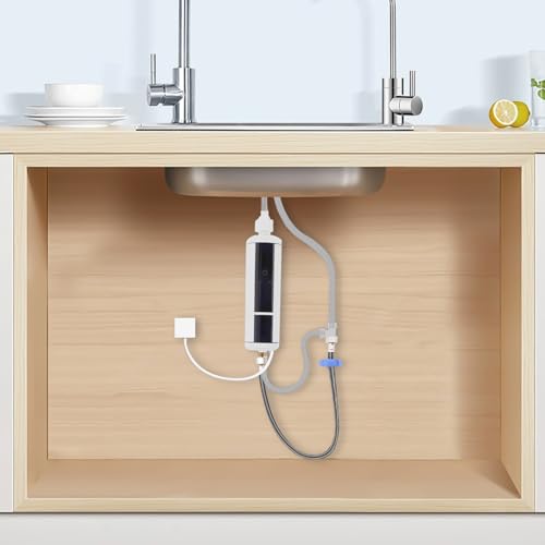 GWOalseO Calentador de agua de alta eficiencia de 3500 W con control de temperatura ajustable, diseño compacto, impermeable y agua caliente instantánea en 2 segundos