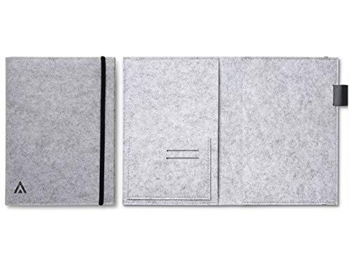 Eco-Friendly-Folio-Cover-compatible-with-Smart-Notebooks-and-Journals-with-Adjustable-Pen-Holder-Organizer-Pockets-Business-Card-Holder-Executive-Size-6-x-88Ash-Gray