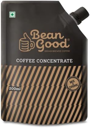 Bean Good Indian Brewed Coffee Concentrate - Serves 20 Cups – 200ml Instant South Indian Filter Coffee Decoction - 80% Coffee & 20% Chicory Blend - Just Add Hot Water/Milk/Sugar