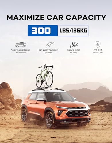Image of Wonderdriver Lockable Roof Rack Cross Bars 300lbs Compatible with Chevy Chevrolet Trailblazer 2021 2022 2023 2024 2025 2026 L LT ACTIV RS, All Aluminum Heavy Duty Roof Rails Crossbars Cargo