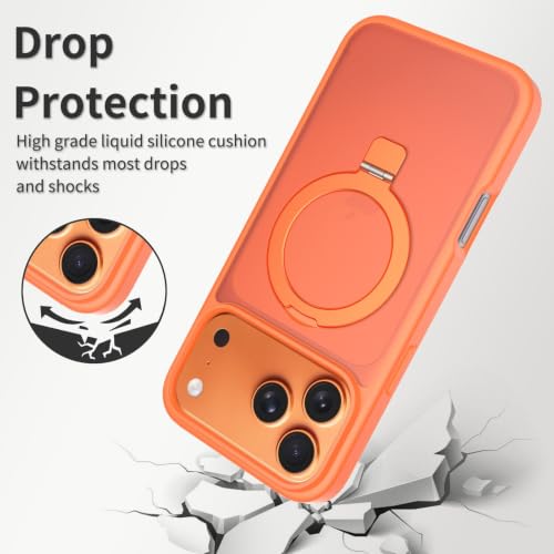Image of AIBEX Back Cover for Apple iPhone 17 Pro MagSafe Compatible with OStand Ring Kickstand Magnetic Metal Alloy Ring | Wireless Charging | Slim Thin Scratch Resistant Armor | Protective Case - Orange