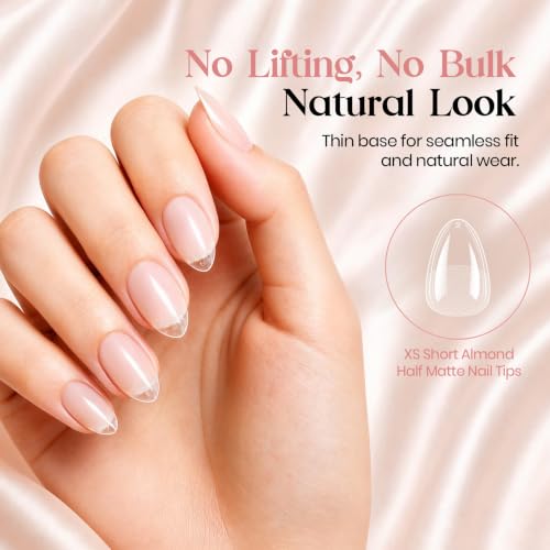 Image of Beetles Extra Short Almond Nail Tips, 12 Sizes 288 PCS Pre-Shaped