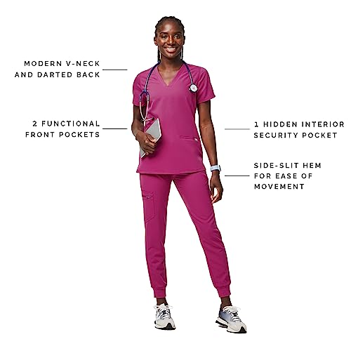 Figs Casma Three-Pocket Scrub Top For Women - Raspberry Sorbet, Xx-Small #TOP1