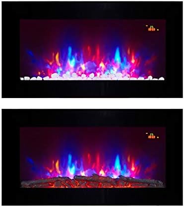 2023 NEW TruFlame Wall Mounted Flat Glass Electric Fire with Pebble and Log Effect