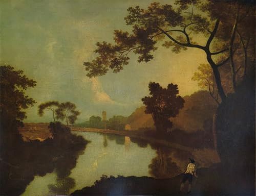 Affiche de peinture scène de rivière personnage sur la rive art mural 60x90cm
