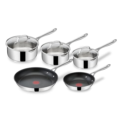Tefal Jamie Oliver Cook's Direct On 8-teiliges Edelstahl-Pfannenset: Pfannen 20/28 cm,...