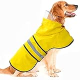 Dog Raincoat Waterproof Reflective Slicker - Lightweight Breathable Hooded Poncho Rain Coat Jacket w