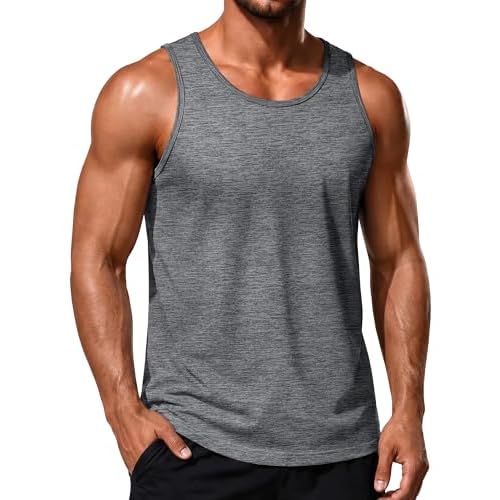 MAGCOMSEN Men's Tank Top Quick Dry Workout Gym Sleeveless Muscle Shirt Summer UPF 50+ Athletic Running Tops