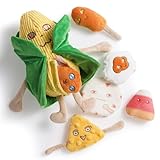 Nocciola Squeaky Crinkle Corn Dog Toys: Plush Stuffed Yellow Pet Chew Toys for Small Medium Breeds Teething, Cute Interactive Cognitive Burrow Digging Hide and Seek Puzzle Puppy Supplies, 7 Packs