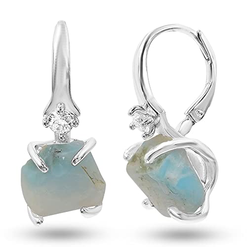 Real Raw Larimar Crystal Drop Earrings...