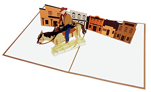Igifts And Cards Inspirational Cowboy 3D Pop Up Greeting Card - All Occasion, Happy Birthday, Friendship, Congratulations, Just Because, Half-Fold, Horse, Gift, Unique, Motivation, Saloon, Wow Bronco #TOP3