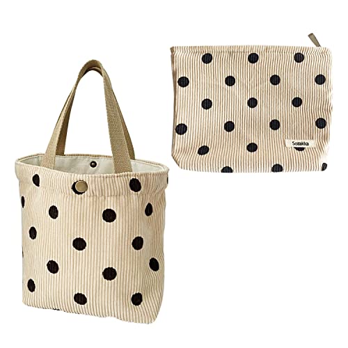 WACH AUF Trousse de Toilette Voyage, Simple à Cosmétique Sac de Maquillage, Pochette de Maquillage Imprimée, Trousse de Maquillage en Velours côtelé pour Femmes Fille (Beige) Cover