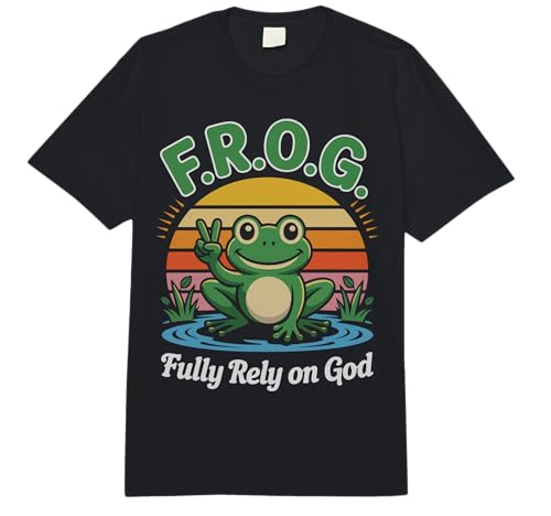 F.R.O.G. Fully Rely On God Peaceful Frog Comfort Colors Adult Heavyweight T-Shirt